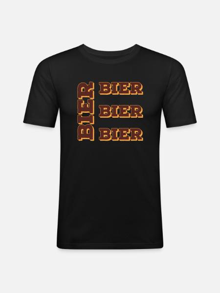 Bier Bier Bier Bier - Männer Slim Fit T-Shirt - Schwarz
