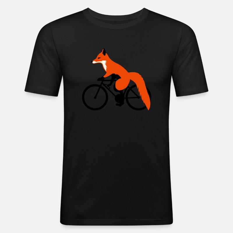 fox on bicycle - Men's Slim Fit T-Shirt - black