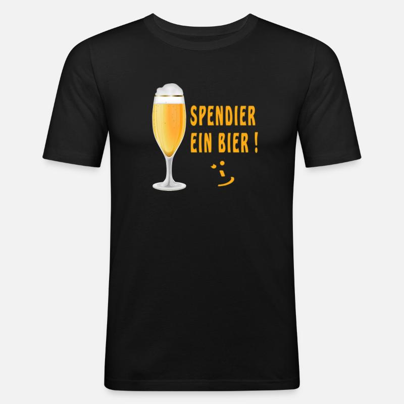 Spendier ein Bier! - Männer Slim Fit T-Shirt - Schwarz