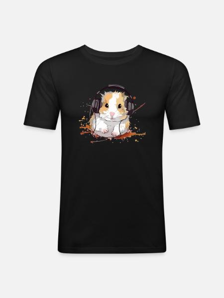Mikey the audiophile hamster - Men's Slim Fit T-Shirt - black