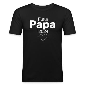 Futur Papa 2024 - T-shirt près du corps Homme - noir - Devant - Nik (191cm)