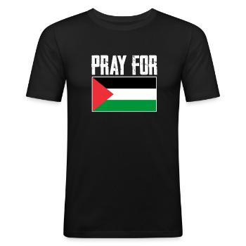 Palestine libre - T-shirt près du corps Homme - noir - Devant - Nik (191cm)