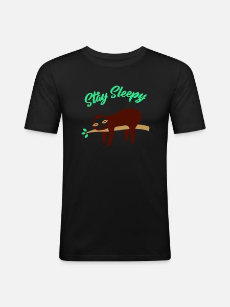 Sloth Stay Sleepy 01 - Men's Slim Fit T-Shirt - black