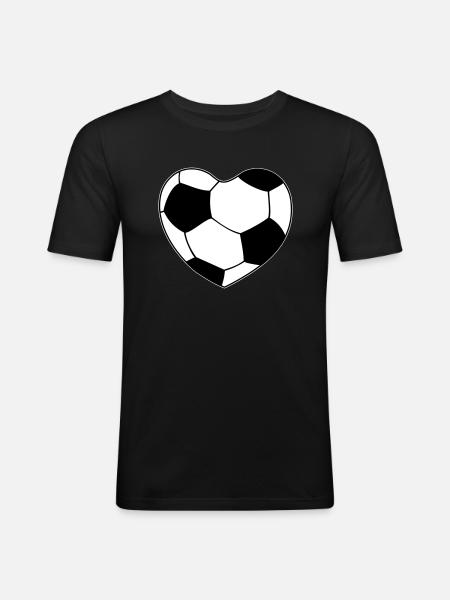 Herz Fußball - Männer Slim Fit T-Shirt - Schwarz