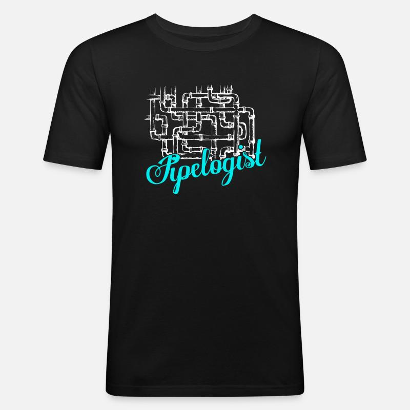Pipelogist Plumber Pipefitter Wrench - Männer Slim Fit T-Shirt - Schwarz