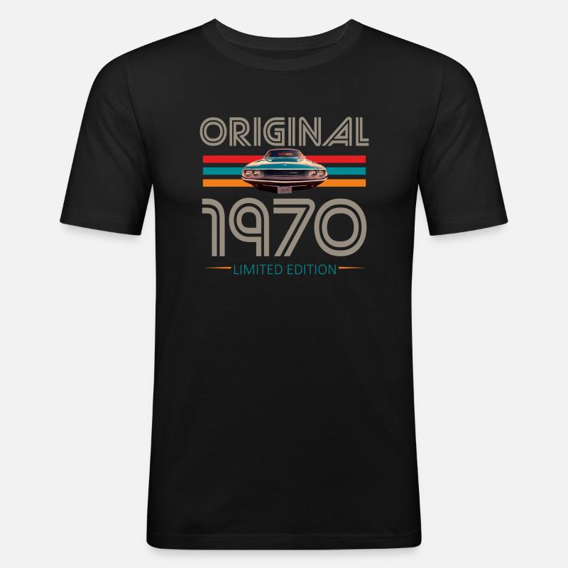 Original 1970 W - Männer Slim Fit T-Shirt - Schwarz