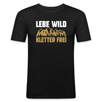 Bergsteiger Wandern Wanderer Klettern Bergsteigen - Männer Slim Fit T-Shirt - Schwarz - Vorne - Nik (191cm)