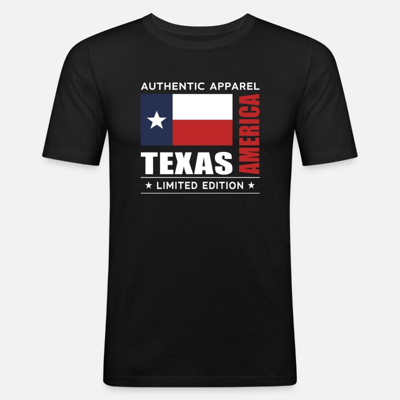 Texas - Männer Slim Fit T-Shirt - Schwarz