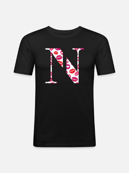 Brief n Küsse - Männer Slim Fit T-Shirt - Schwarz