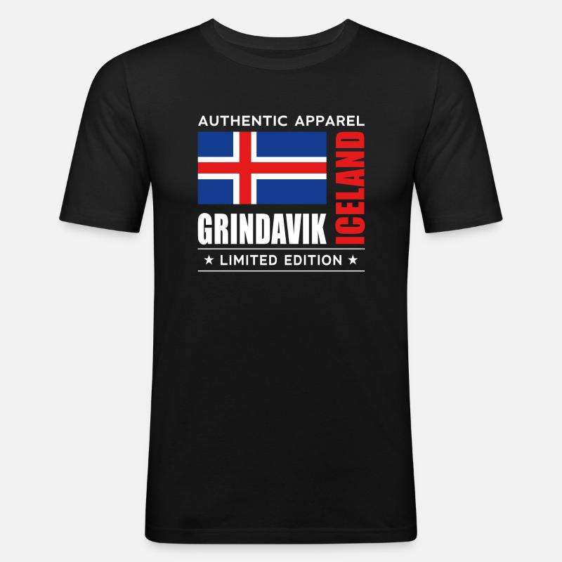 Grindavik - Männer Slim Fit T-Shirt - Schwarz