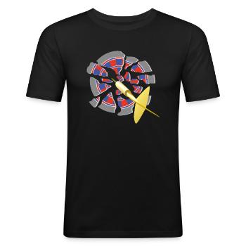 Dartpfeil durchbricht Dartboard - Männer Slim Fit T-Shirt - Schwarz - Vorne - Nik (191cm)