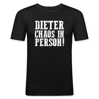 Vorname Dieter - Männer Slim Fit T-Shirt - Schwarz - Vorne - Nik (191cm)
