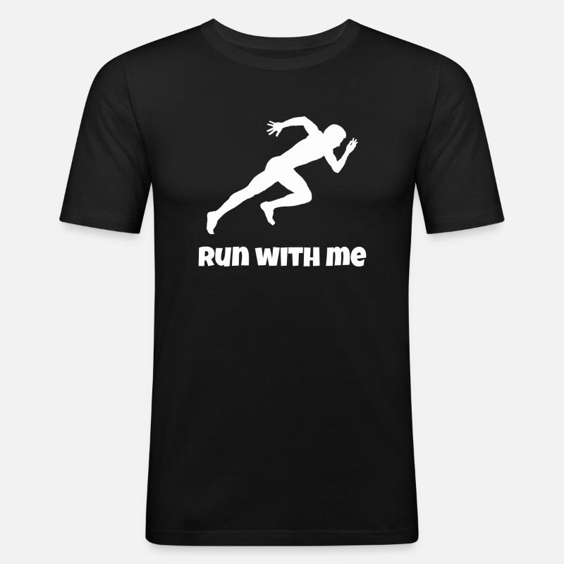 Lauf mit mir. - Männer Slim Fit T-Shirt - Schwarz