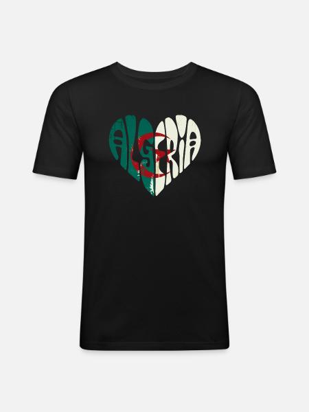 Algeria in my heart - Men's Slim Fit T-Shirt - black