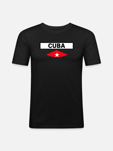 Kuba Karibik Geschenk - Männer Slim Fit T-Shirt - Schwarz