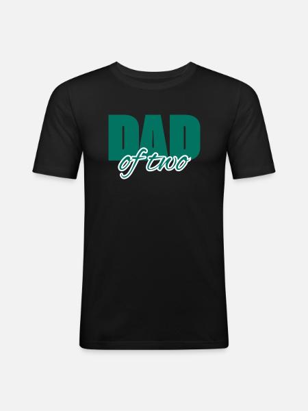 Dad ofTwo - Männer Slim Fit T-Shirt - Schwarz