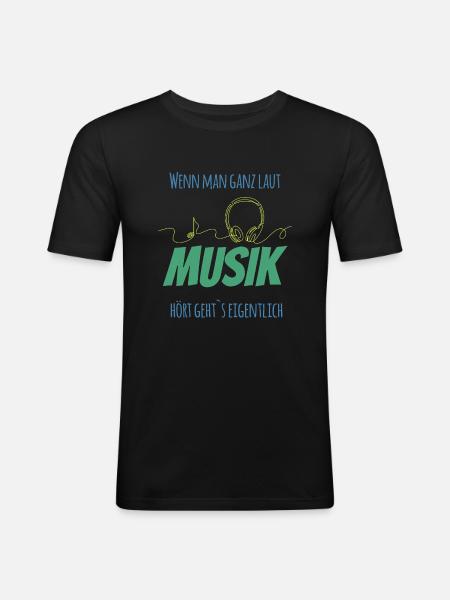 Musik Laut - Männer Slim Fit T-Shirt - Schwarz