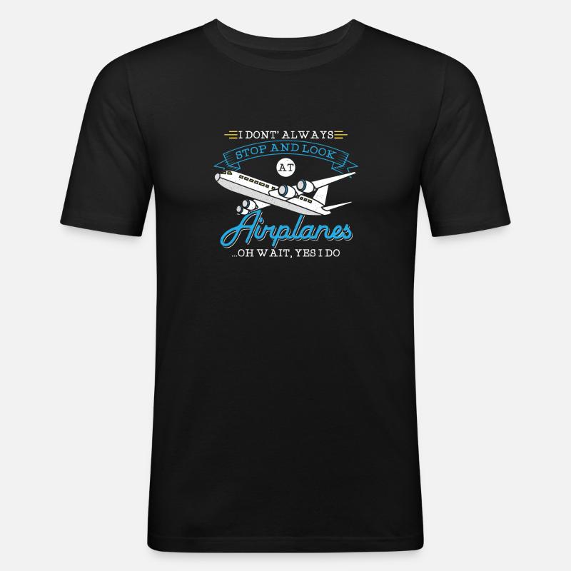 Flugzeug - Pilot, Techniker, Ingenieur Geschenk - Männer Slim Fit T-Shirt - Schwarz