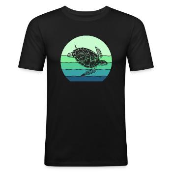 Schildkröte - Männer Slim Fit T-Shirt - Schwarz - Vorne - Nik (191cm)