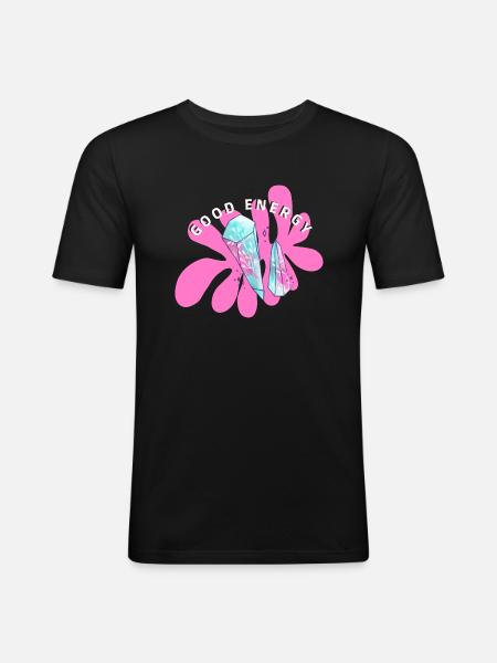 Good energy - Männer Slim Fit T-Shirt - Schwarz