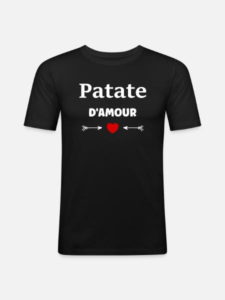 Patate d'amour - T-shirt près du corps Homme - noir