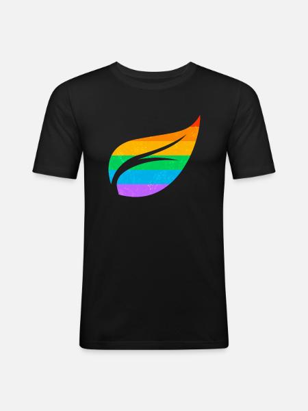 Gay Pride Parade LGBTQ + Rainbow Flag Body Positive - Mannen slim fit T-shirt - zwart