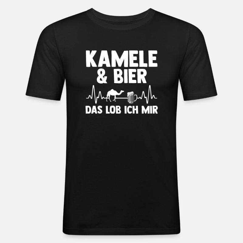 Kamel - Männer Slim Fit T-Shirt - Schwarz