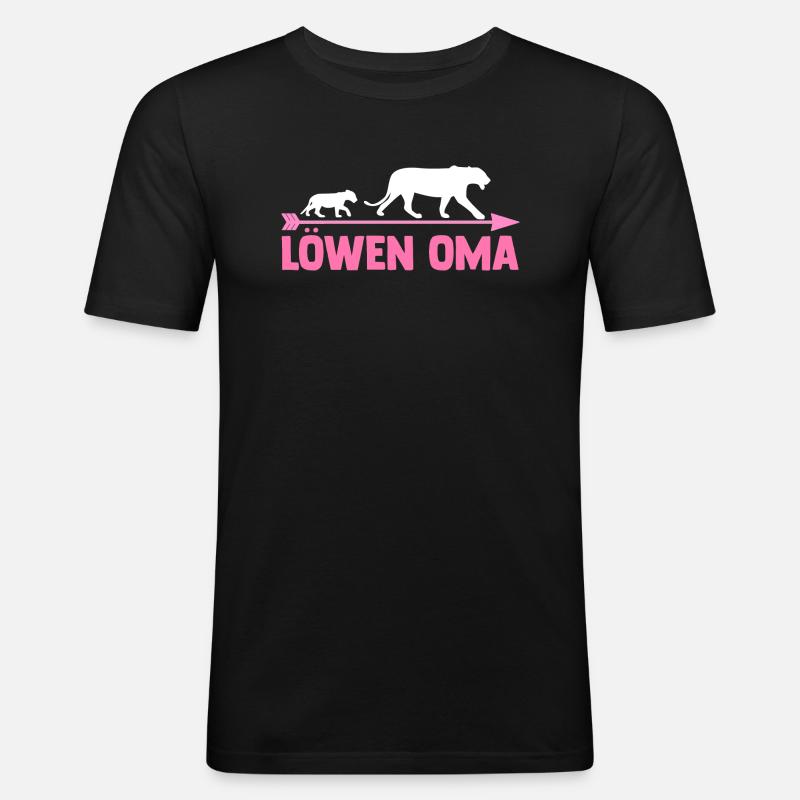 Großmutter Löwen Oma - Männer Slim Fit T-Shirt - Schwarz