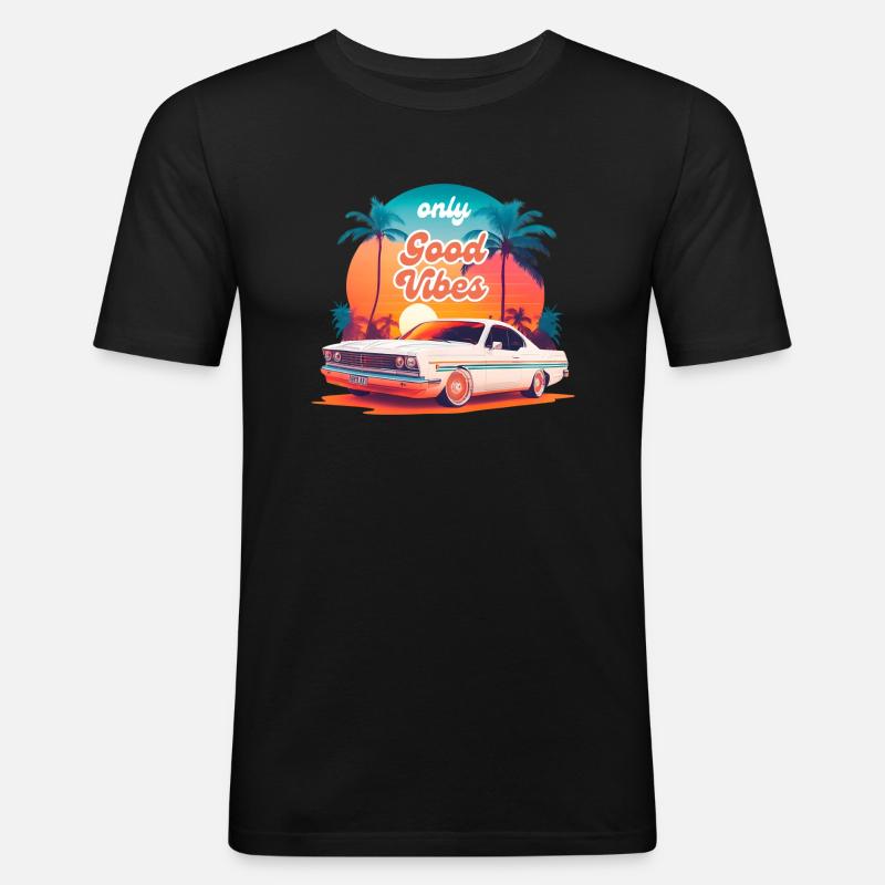 Design Sommer Retro - Männer Slim Fit T-Shirt - Schwarz