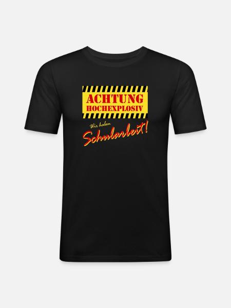 Explosiv Schularbeit - Männer Slim Fit T-Shirt - Schwarz