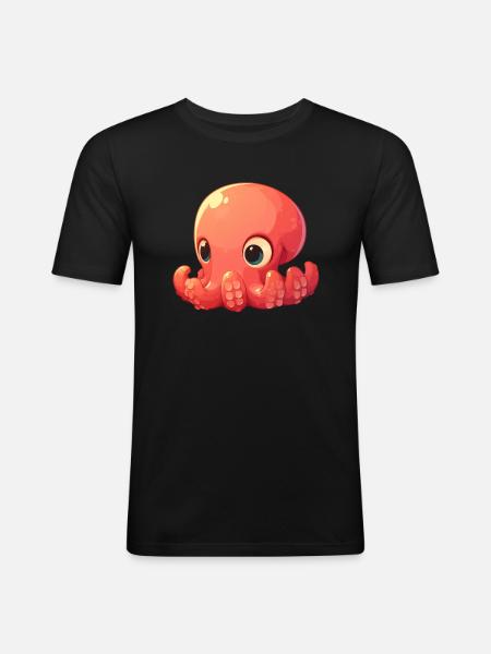 cute baby squid - Men's Slim Fit T-Shirt - black