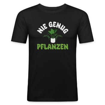 Nie Genug Pflanzen - Männer Slim Fit T-Shirt - Schwarz - Vorne - Nik (191cm)