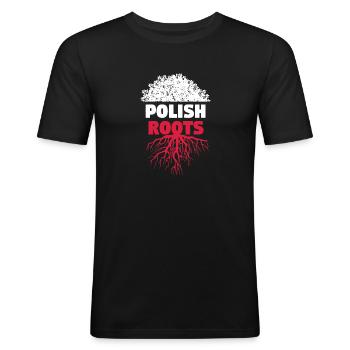 Arbre de racines de Pologne - T-shirt près du corps Homme - noir - Devant - Nik (191cm)