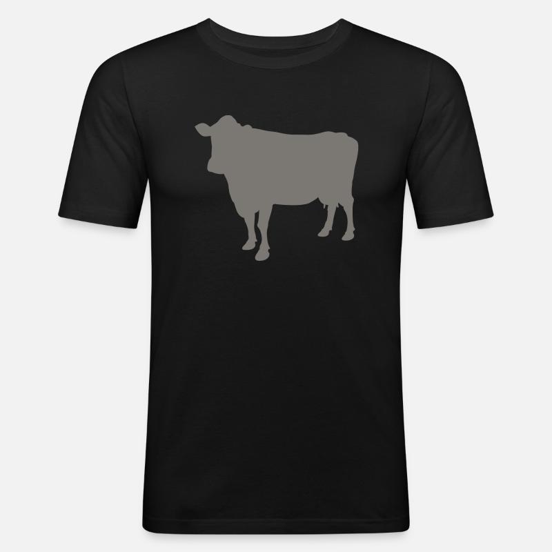 vache - T-shirt près du corps Homme - noir