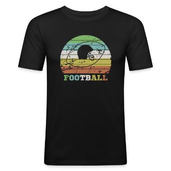 American Football - Männer Slim Fit T-Shirt - Schwarz - Vorne - Nik (191cm)