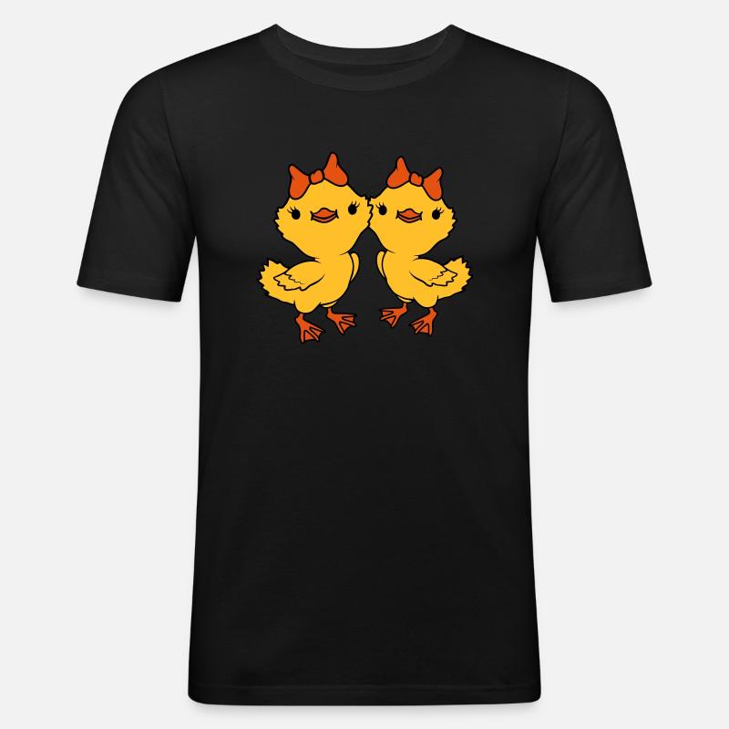 2 Chicks Team Freunde - Männer Slim Fit T-Shirt - Schwarz