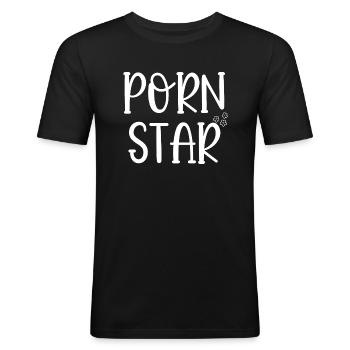 porn star - T-shirt près du corps Homme - noir - Devant - Nik (191cm)