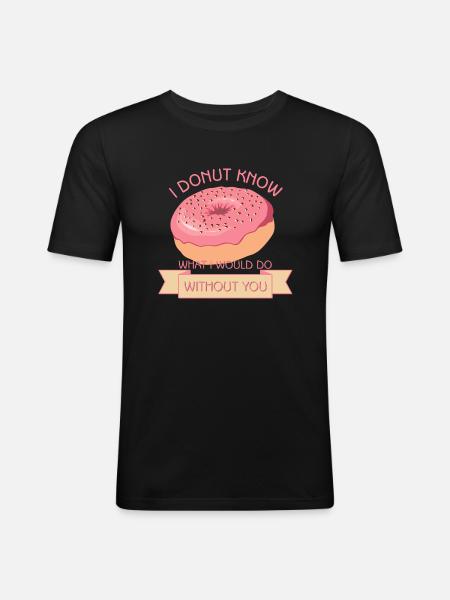 Wortspiel mit Donut - Männer Slim Fit T-Shirt - Schwarz