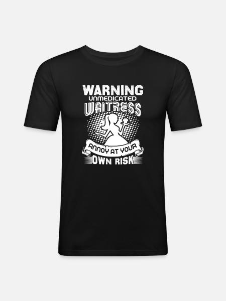 Waitress Waitress Warning - Men's Slim Fit T-Shirt - black