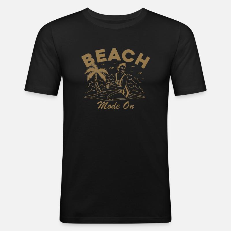 Beach Mode On - Männer Slim Fit T-Shirt - Schwarz