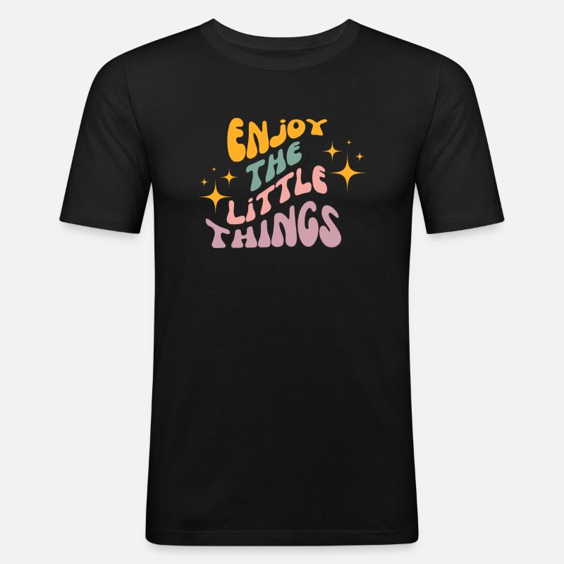 enjoy the little things - Männer Slim Fit T-Shirt - Schwarz