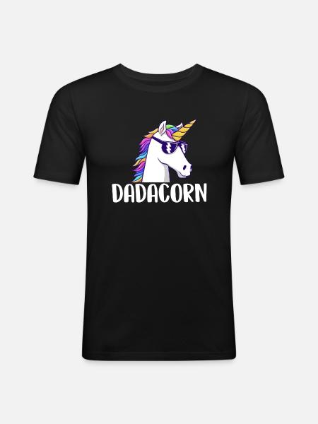 Dadacorn - Magisk Mystisk Regnbue Enhjørning - Herre Slim Fit T-Shirt - sort
