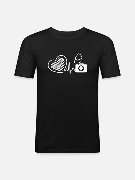 Nurse Practitioner Nurse Practitioner Heartbeat - Men's Slim Fit T-Shirt - black