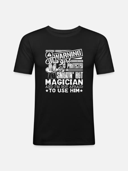 Magician Protected By Hot Magician - Men's Slim Fit T-Shirt - black