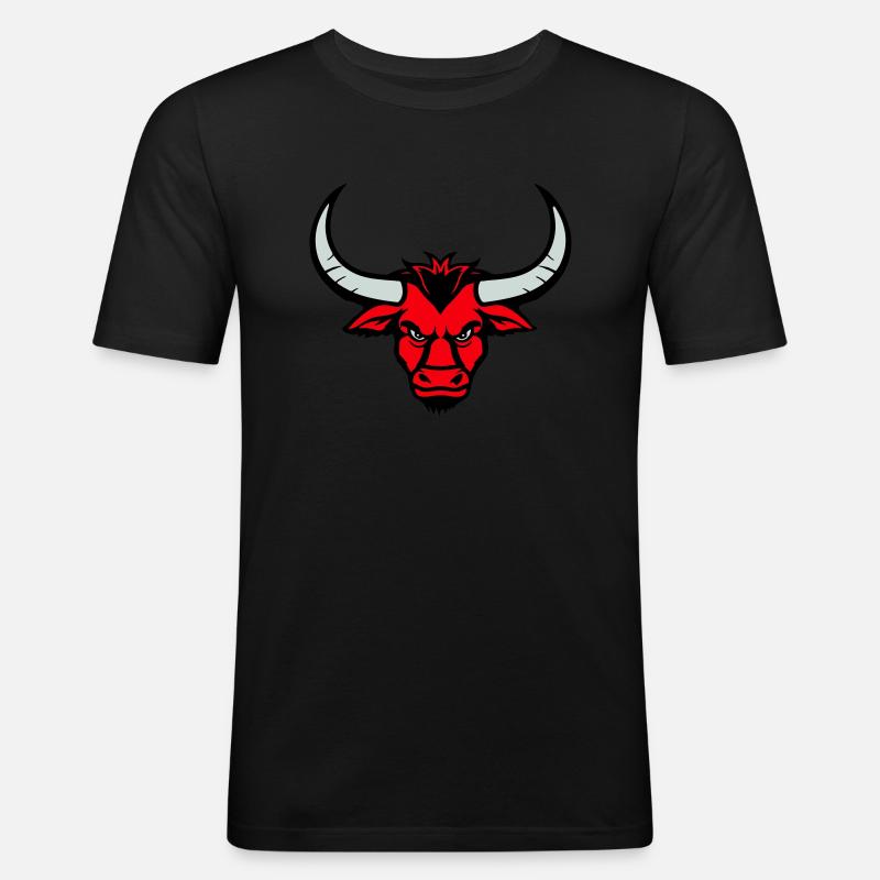 stier tier kopf - Männer Slim Fit T-Shirt - Schwarz