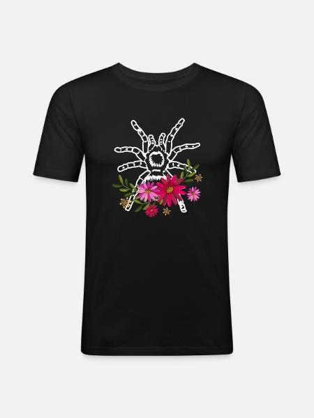 Tarantula With Flowers - Men's Slim Fit T-Shirt - black