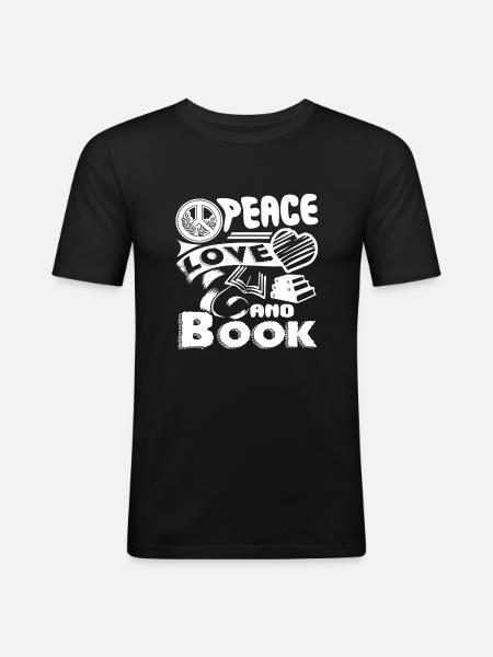 Book Peace Love Book - Men's Slim Fit T-Shirt - black