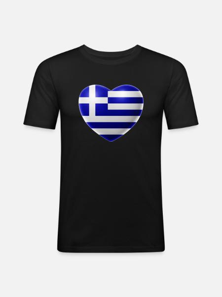 Heart (Greece / Ellas) - Men's Slim Fit T-Shirt - black