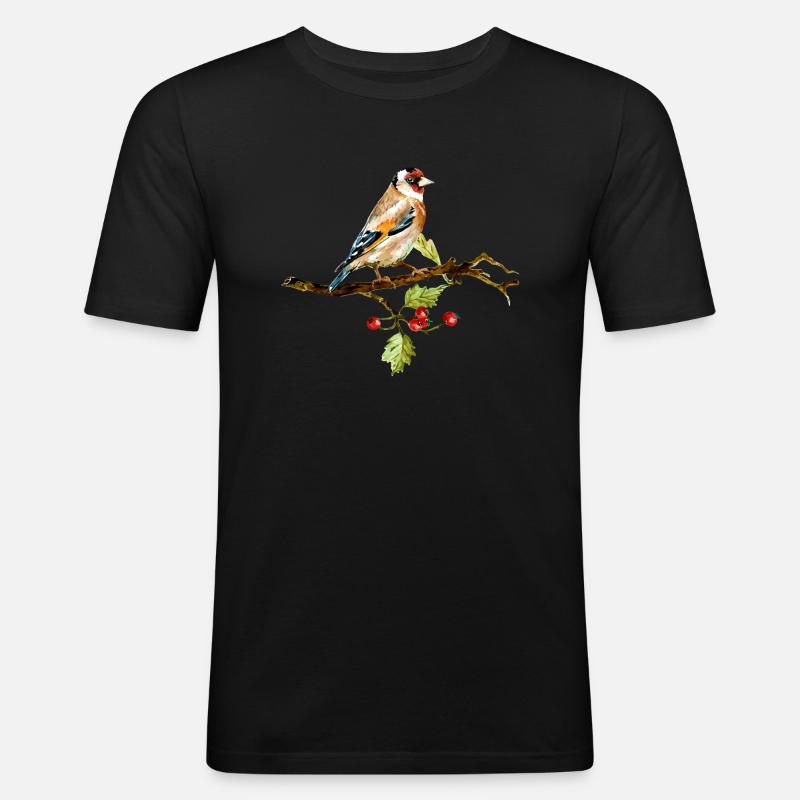 Vogel - Männer Slim Fit T-Shirt - Schwarz