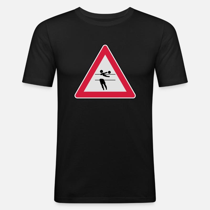 Achtung, Volleyball wird gespielt! - Männer Slim Fit T-Shirt - Schwarz